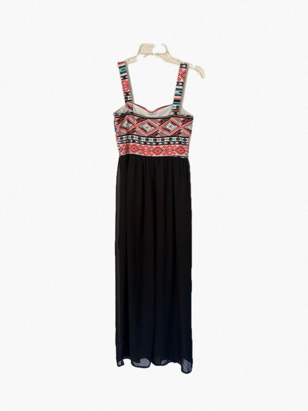 Finesse Aztec Print Maxi Dress XS S Boho Geometric Tribal Sheer Chiffon Festival - Picture 4 of 7